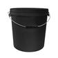 20L Round Black Bucket with Metal Handle & Lid